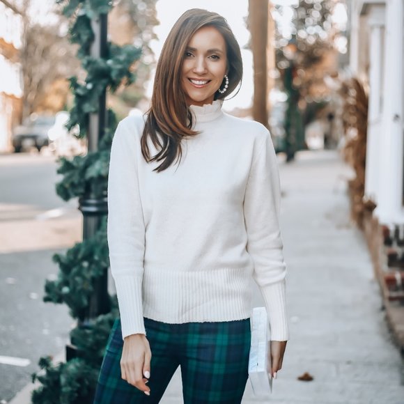 J. Crew Sweaters - J. CREW Wool Blend Ruffle Neck Sweater Ivory {M53}